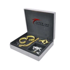 קופסת עור אפורה לערכות תכשיטים